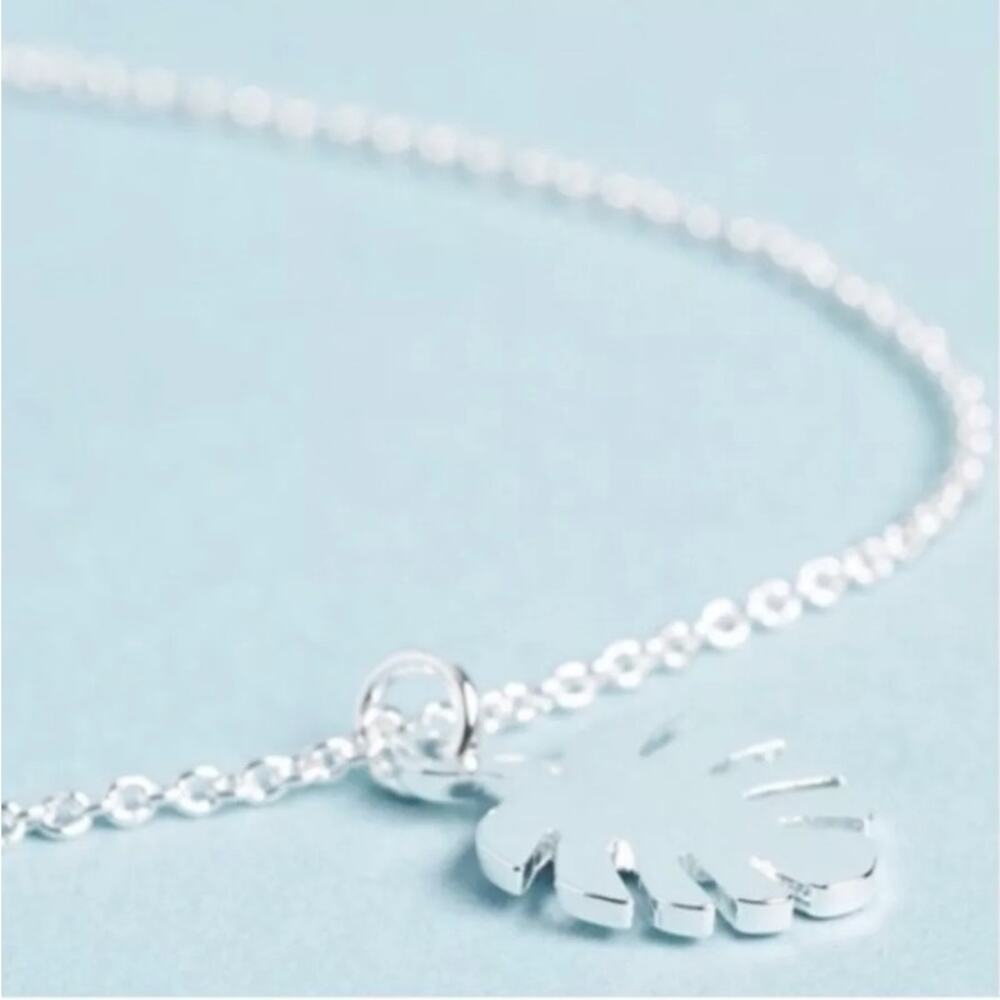 Misha Hawaii Necklace Silver  Palm Leaf Pendant‎ Charm on an 18" Chain  NWT - Picture 3 of 9